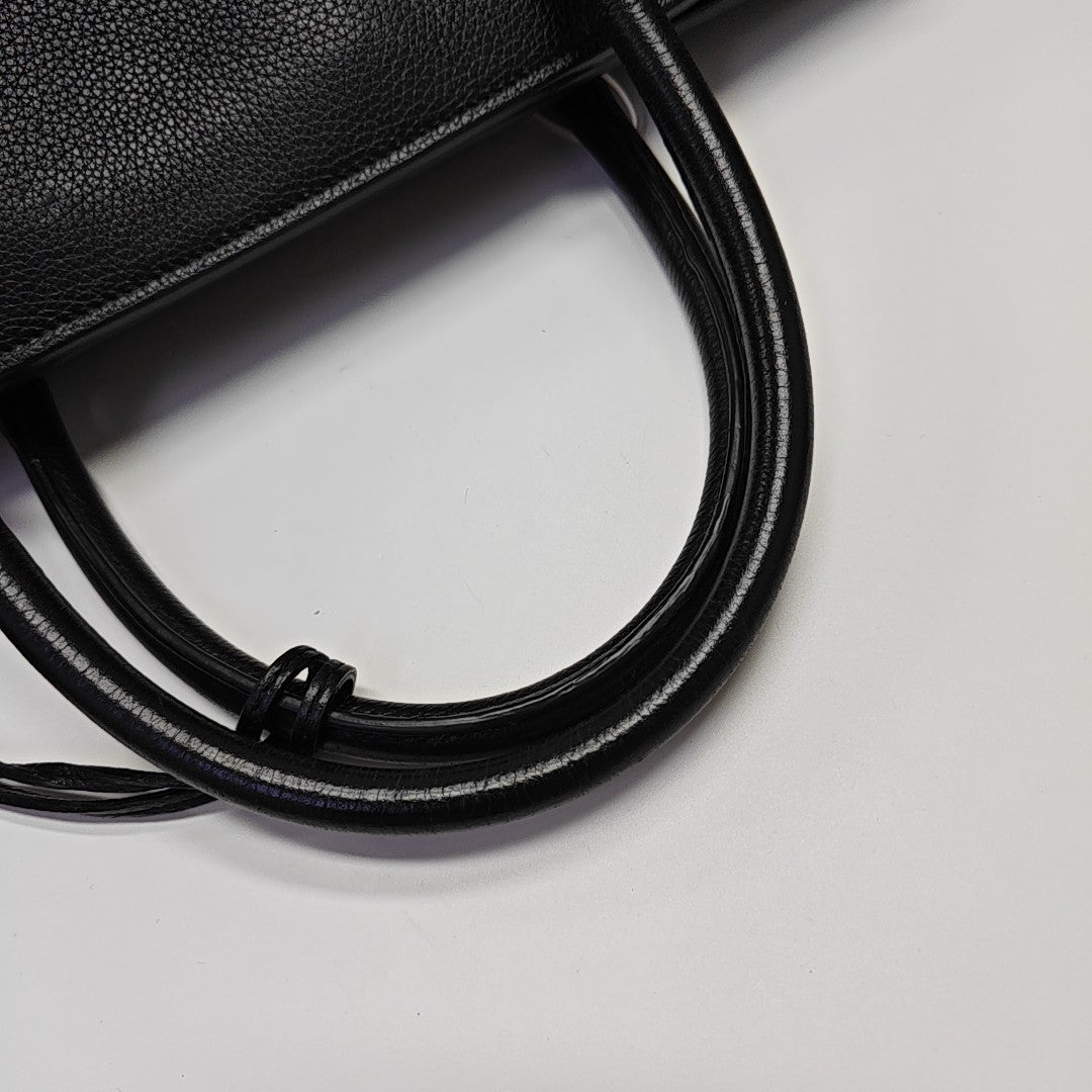 Calfskin Top Handle Bag Black