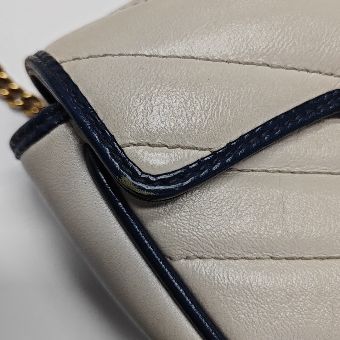 GG Marmont Super Mini Quilted Calfskin White