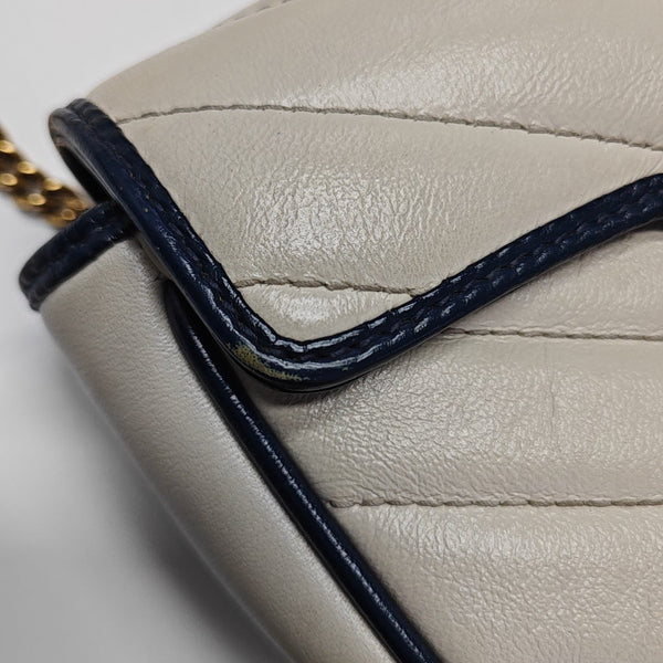 GG Marmont Super Mini Quilted Calfskin White