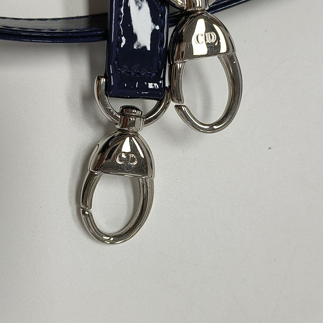 Lady Dior Large Cannage Patent Leather Blue
