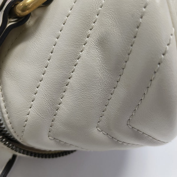GG Marmont Mini Quilted Calfskin White