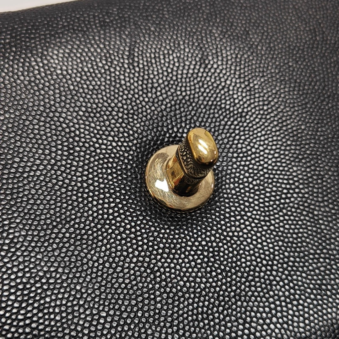 COCO HANDLE Small Quilted Grained Calfskin Black
