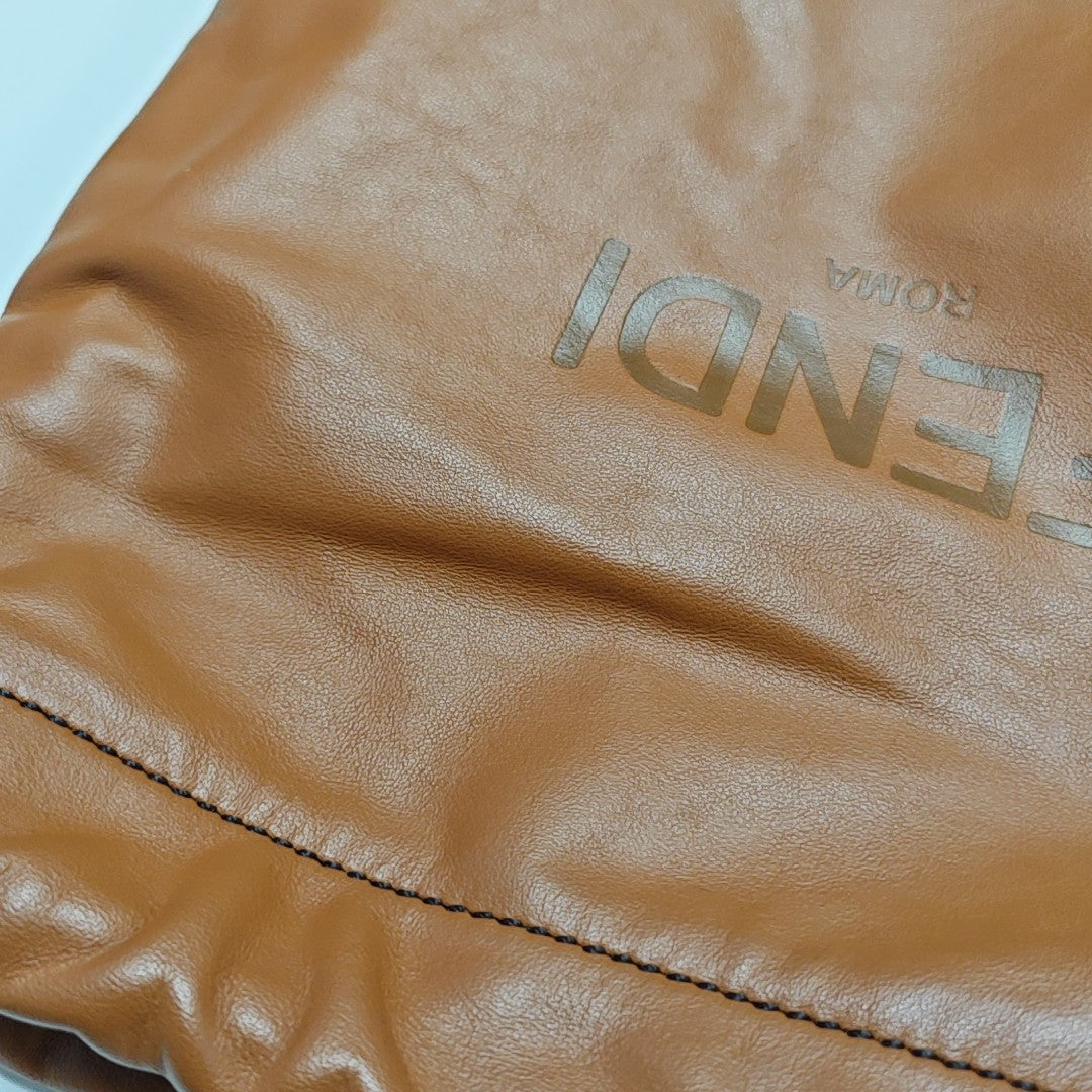 Calfskin Shoulder Bag Small Brown