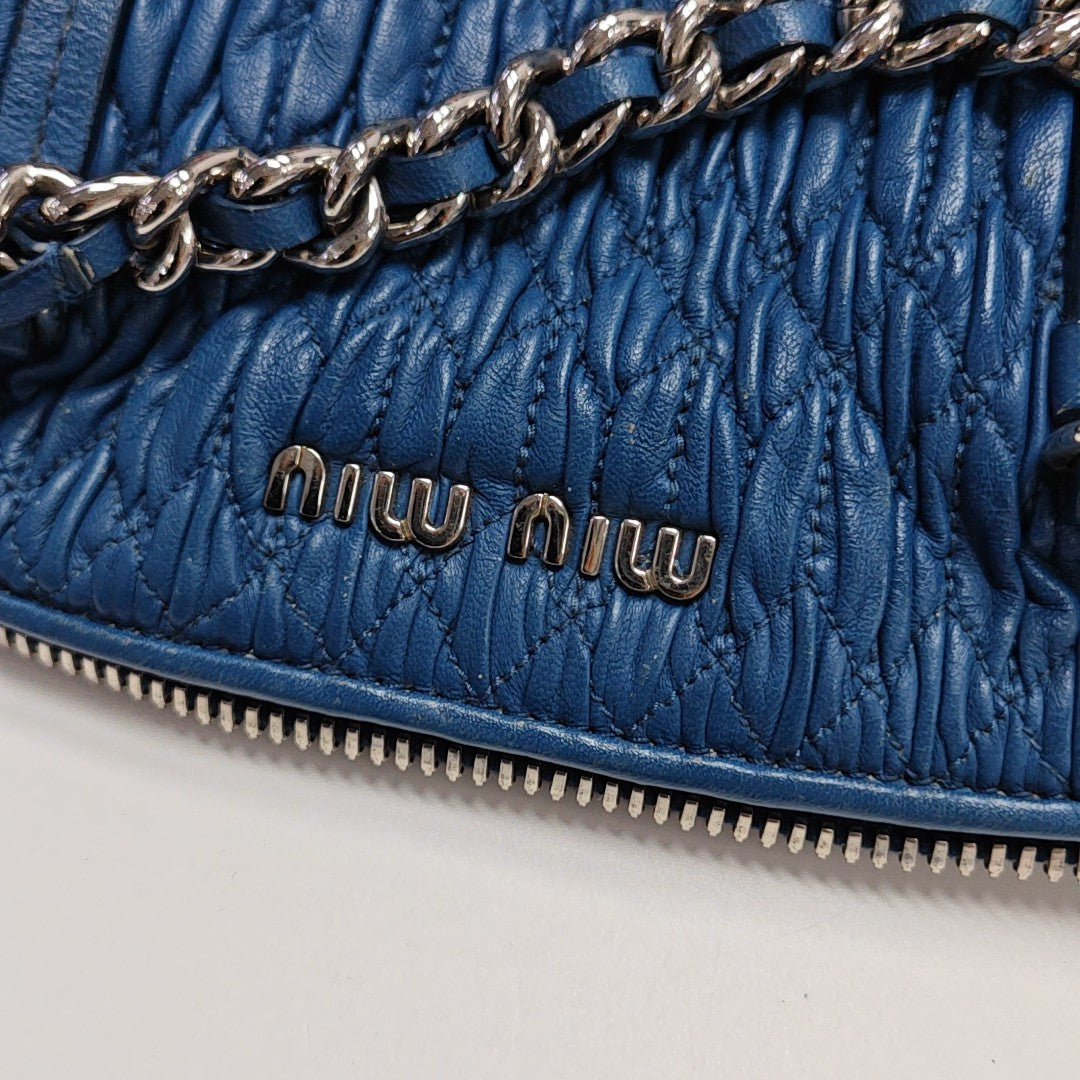 Quilted Lambskin Shoulder Bag Blue