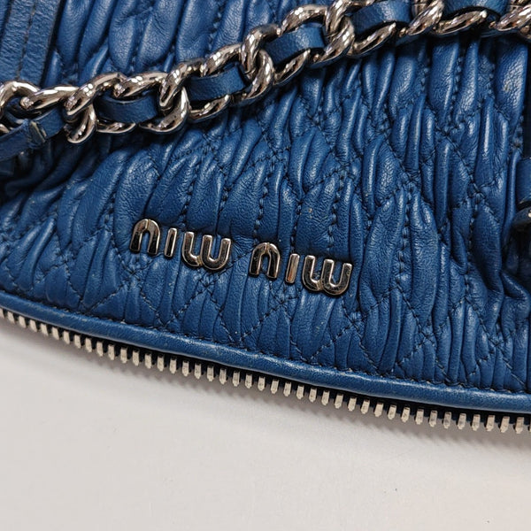 Quilted Lambskin Shoulder Bag Blue