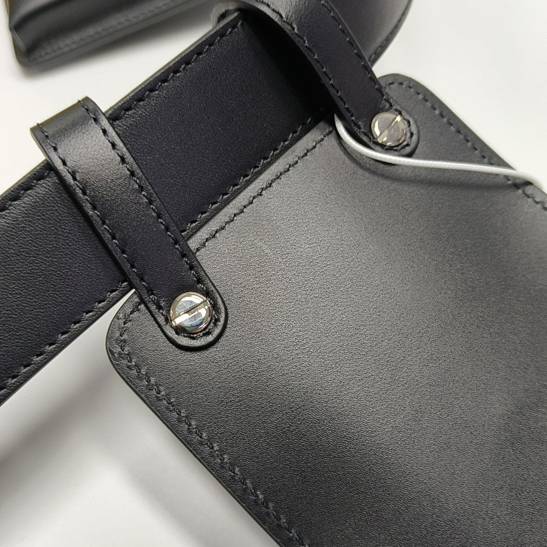 2 Pockets Leather Black