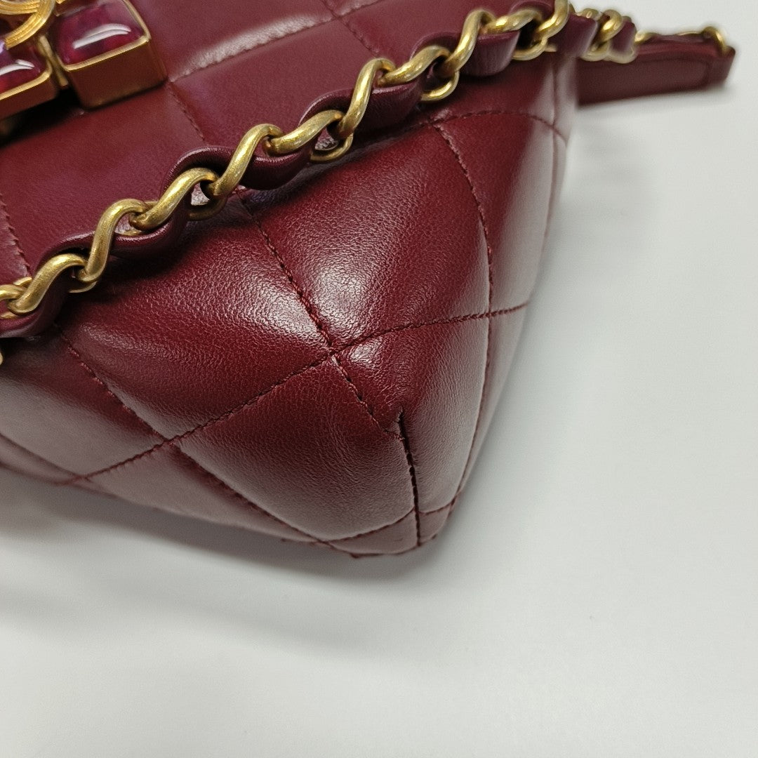 Quilted Lambskin Shoulder Bag Red