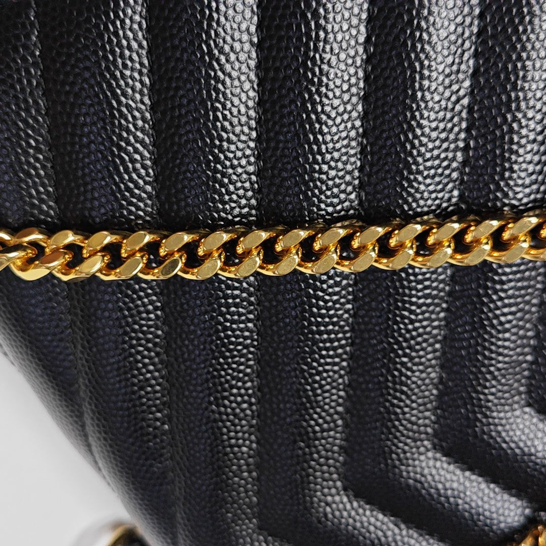 MONOGRAM Chevron Calfskin Black