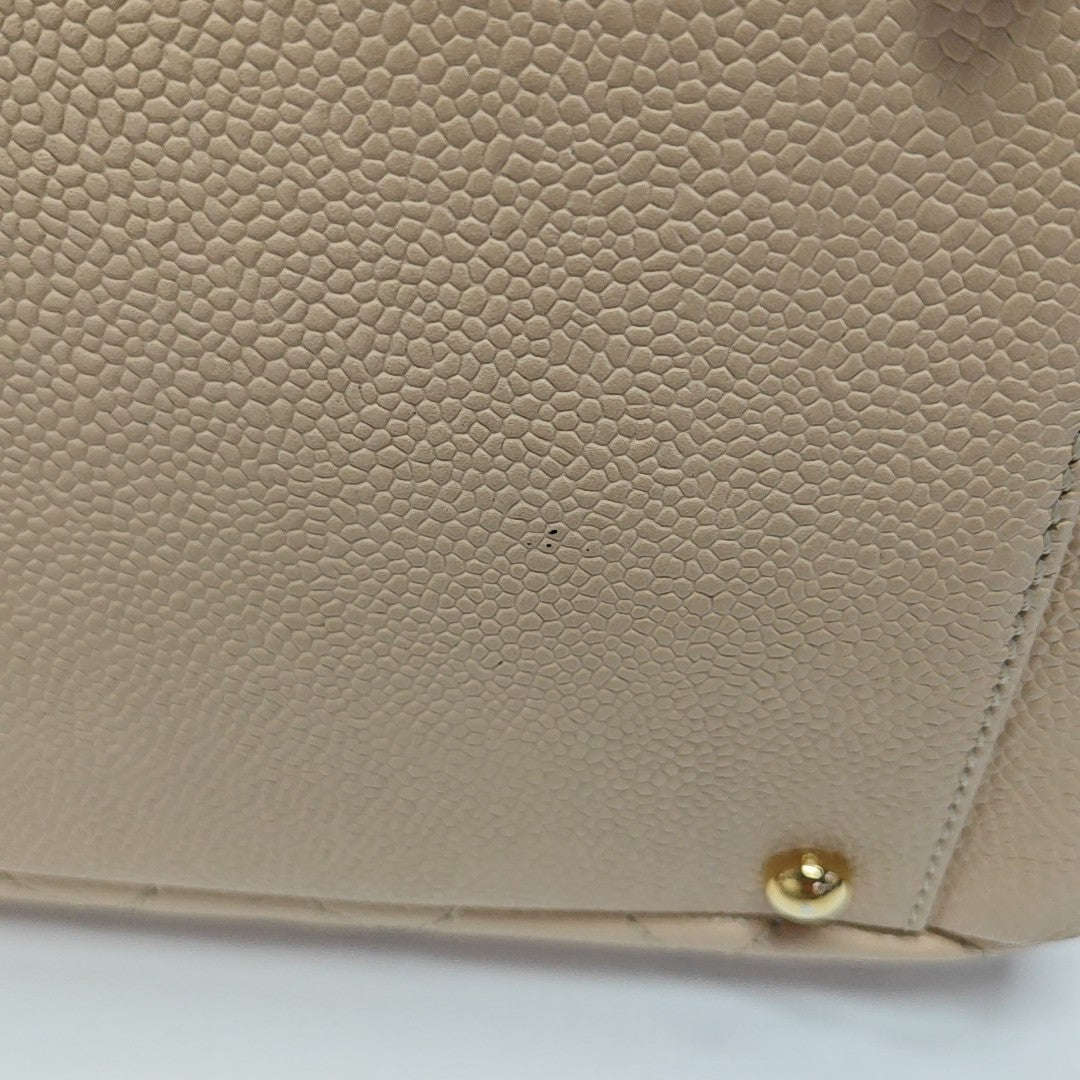 CHANEL PETITE Quilted Grained Calfskin Beige