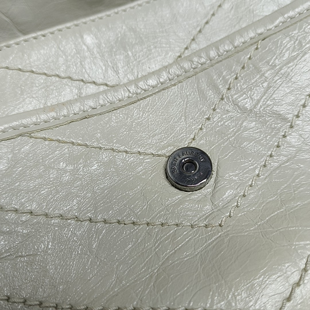 NIKI Small Chevron Calfskin White