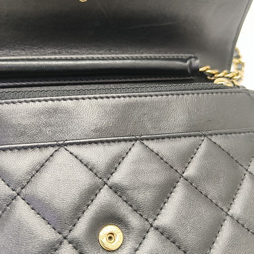 WOC Mini Quilted Lambskin Black