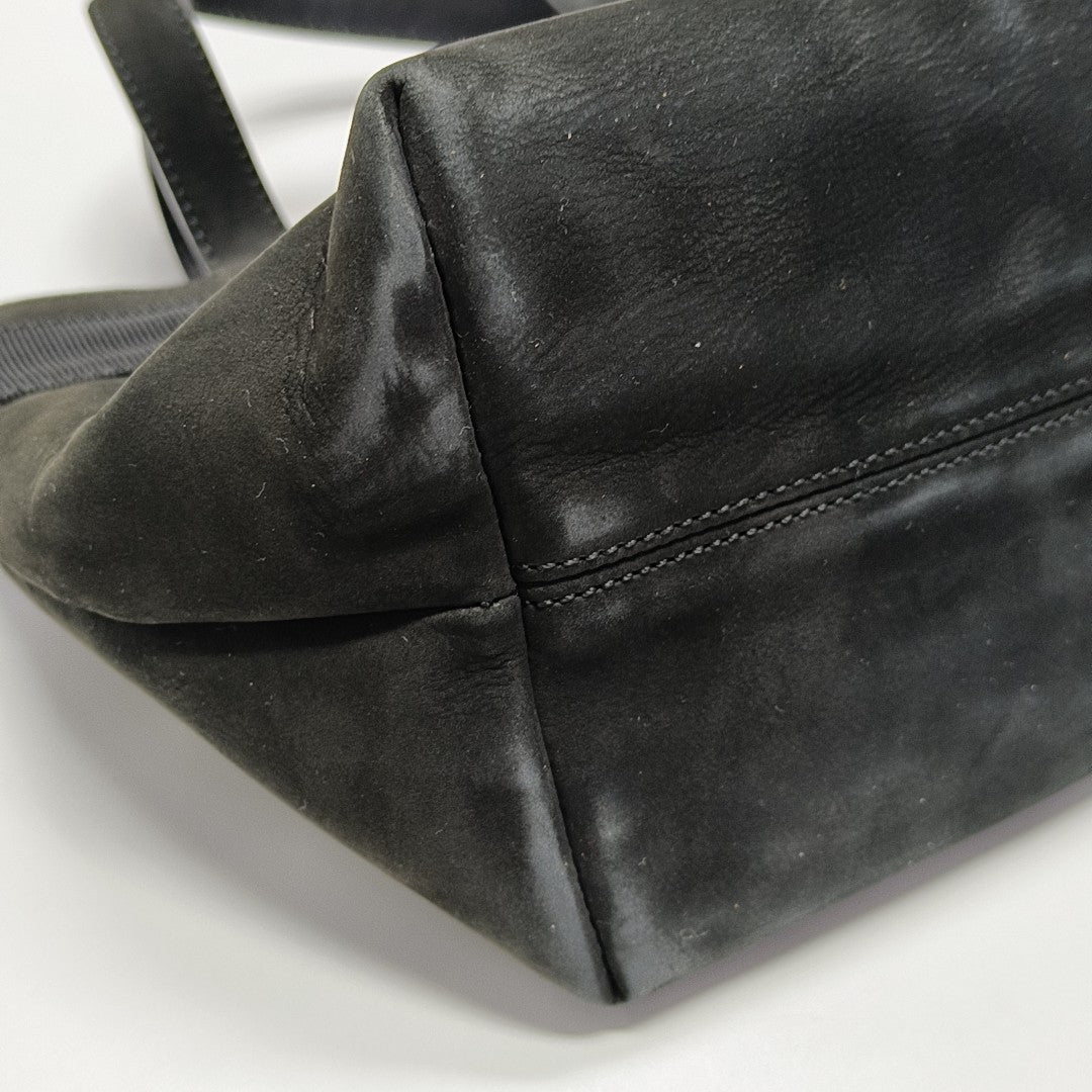 Suede Top Handle Bag Black