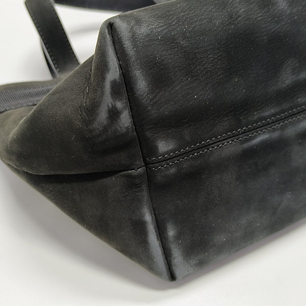 Suede Top Handle Bag Black