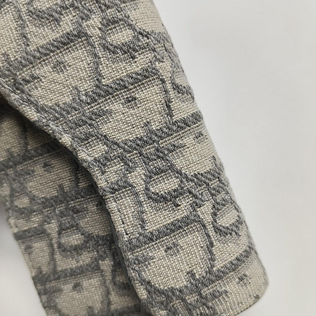 Saddle Mini Oblique Fabric Gray Card Holder