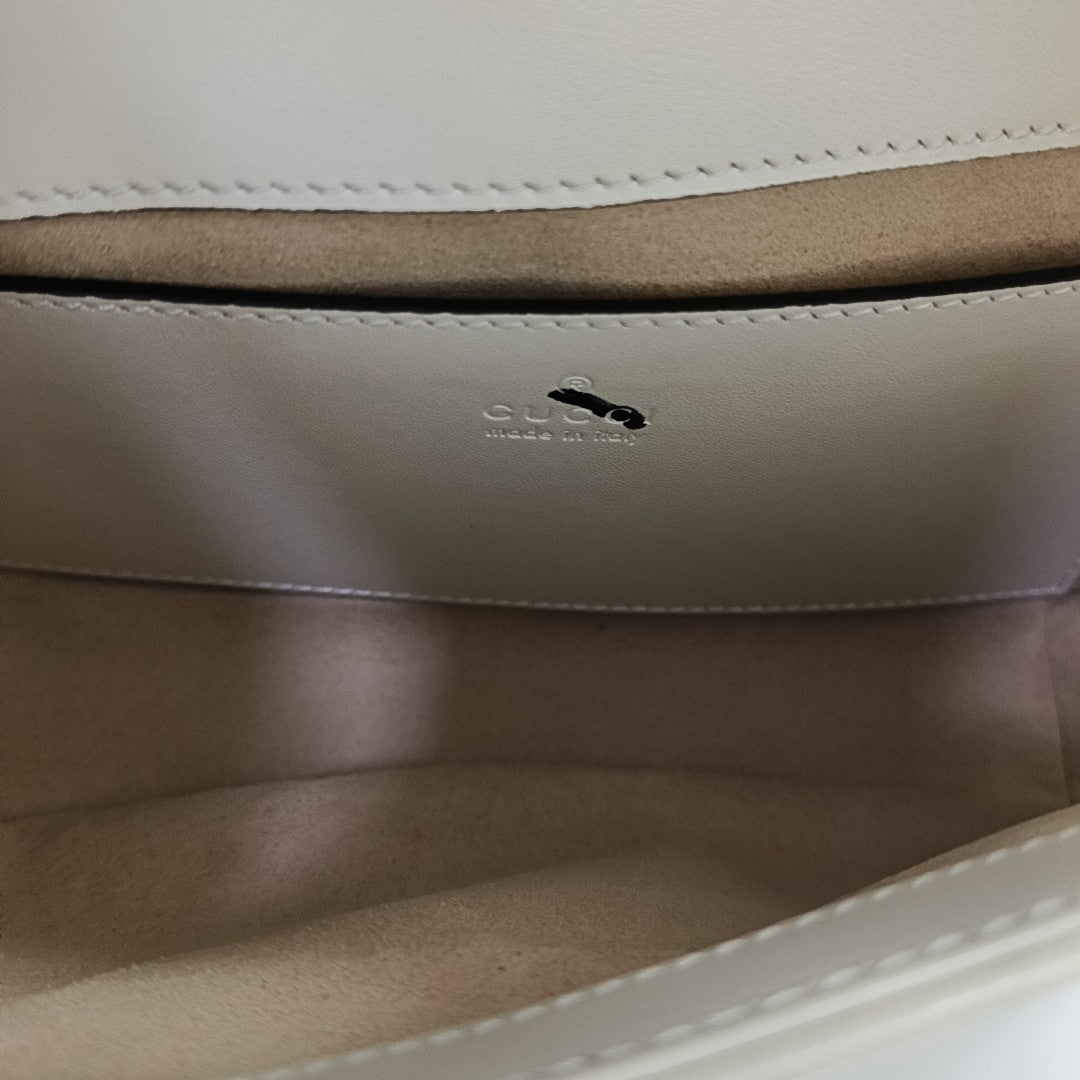GG Marmont Small Quilted Calfskin White