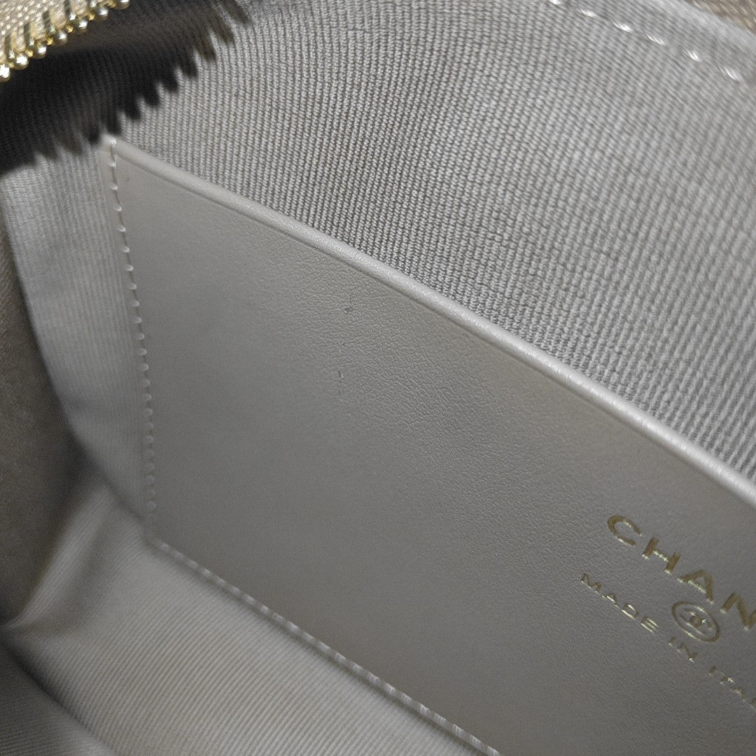 Quilted Grained Calfskin Shoulder Bag Beige