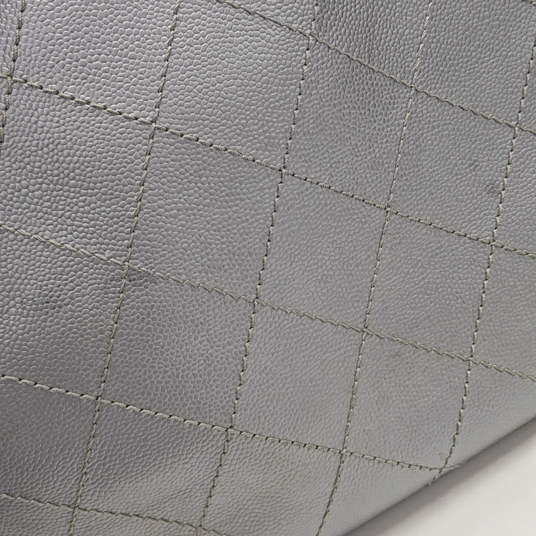 SHOPPING FEVER TOTE Quilted Grained Calfskin Silver