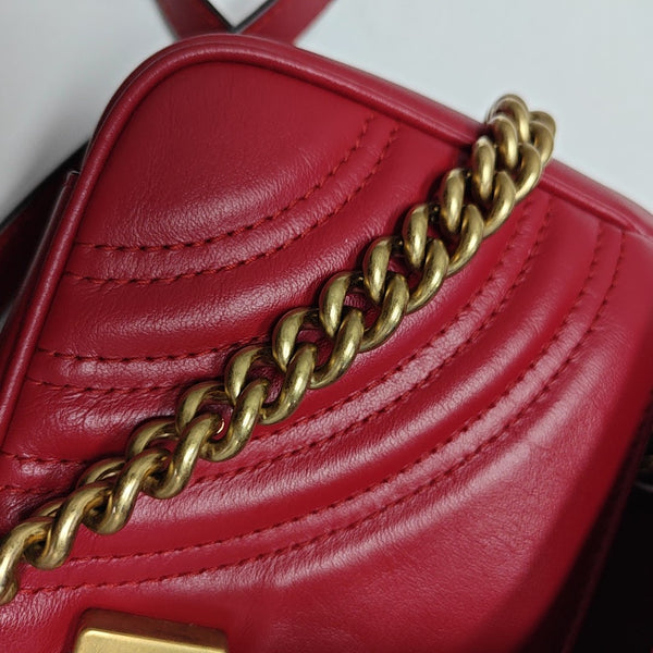 GG Marmont Small Quilted Calfskin Red