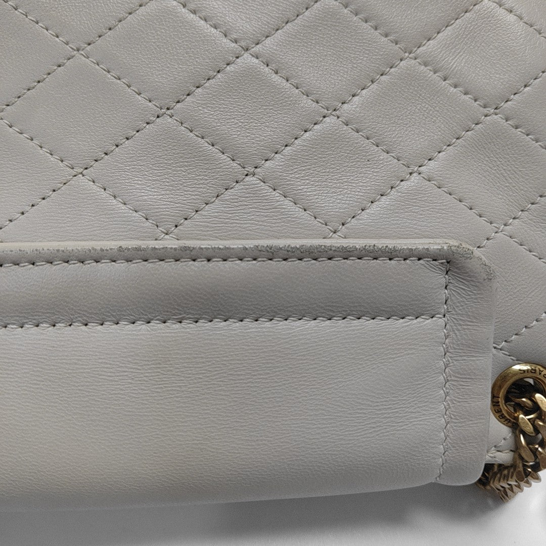 Quilted Lambskin Shoulder Bag White