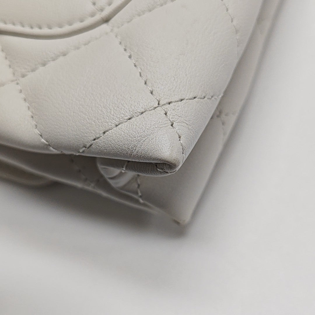 Quilted Lambskin Shoulder Bag White