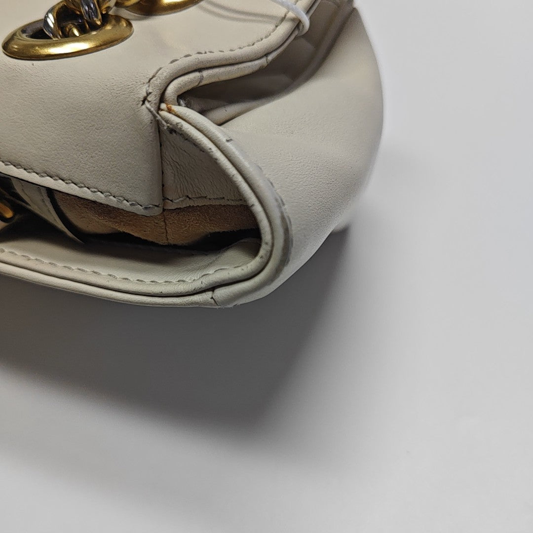GG Marmont Medium Quilted Calfskin White