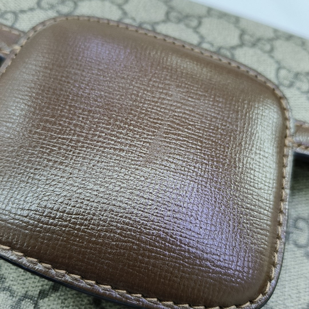 Horsebit 1955 Medium Monogram Coated Canvas Beige