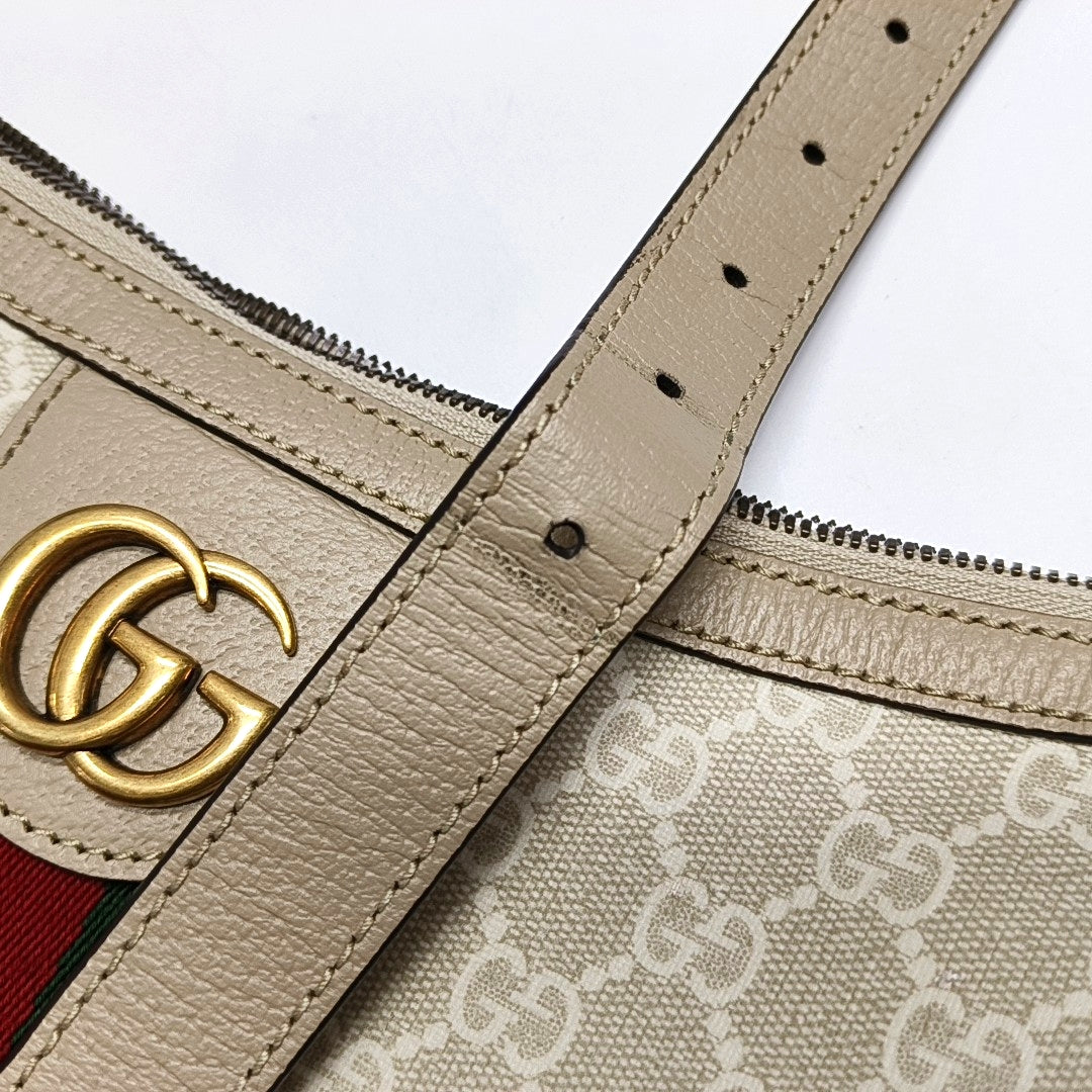 Ophidia Small Monogram Coated Canvas Beige