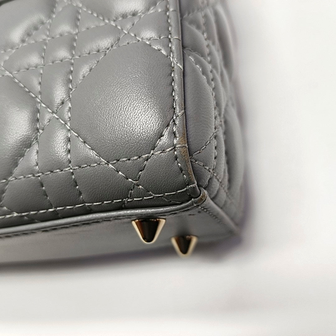 Authenticated pre-owned  Lady Dior Small Quilted Lambskin Grey - Tote Bag at Looply