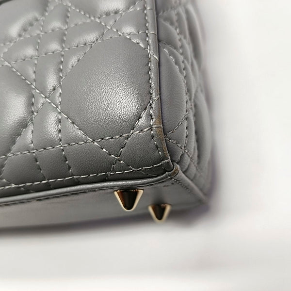 Authenticated pre-owned  Lady Dior Small Quilted Lambskin Grey - Tote Bag at Looply