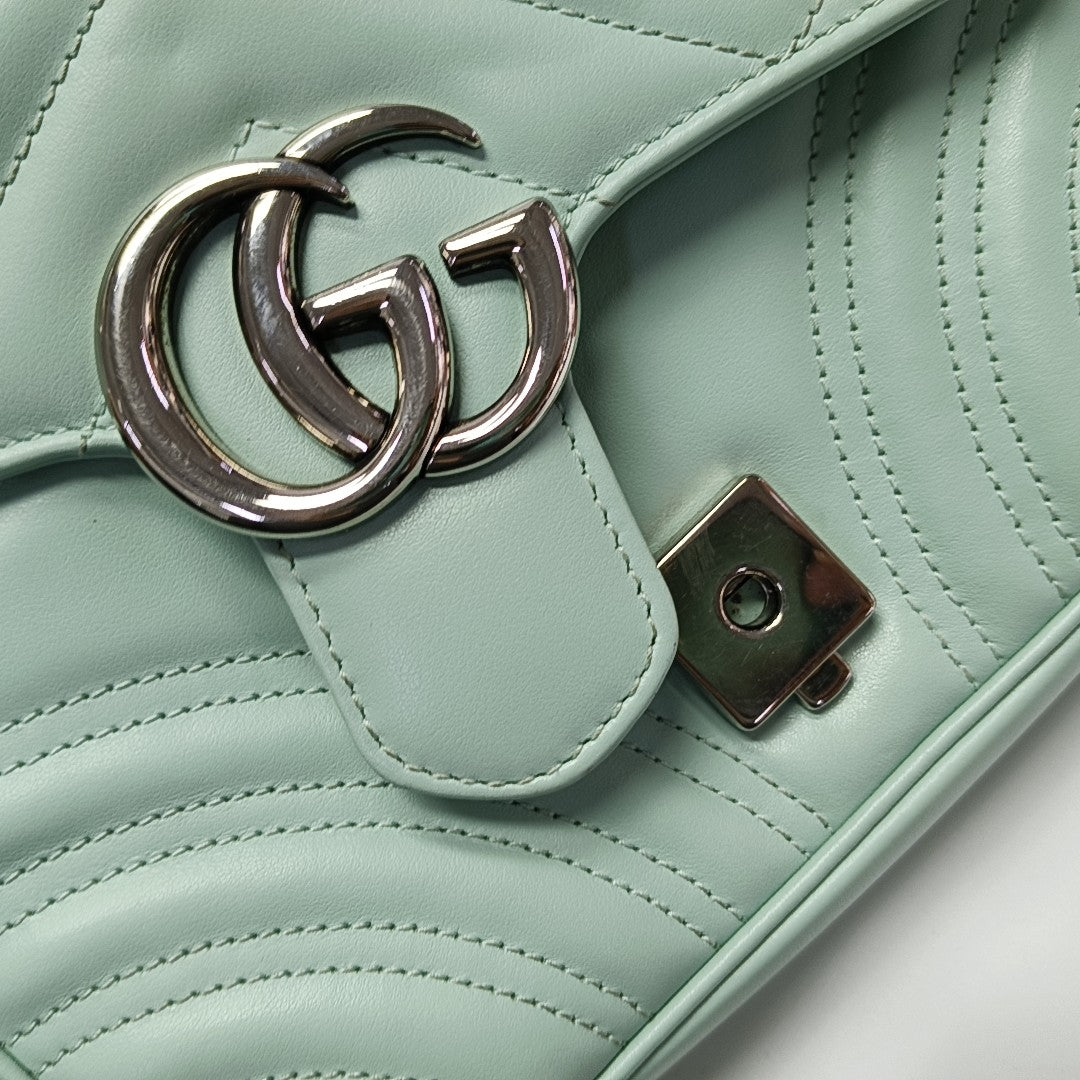 GG Marmont Small Quilted Calfskin Green