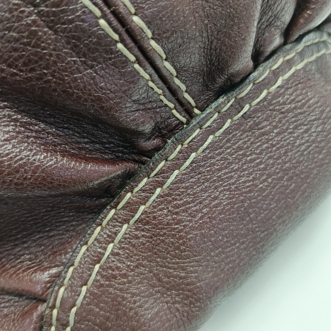 Calfskin Top Handle Bag Brown