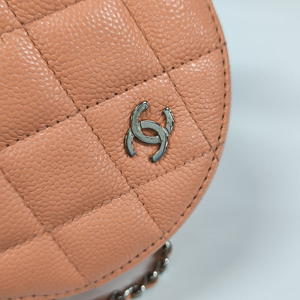 ROUND Quilted Grained Calfskin Pink