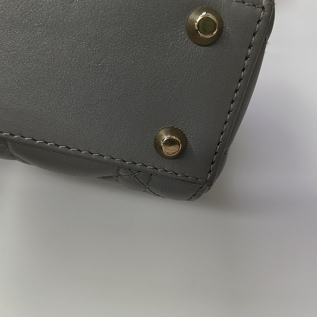 Lady Dior Mini Cannage Lambskin Gray
