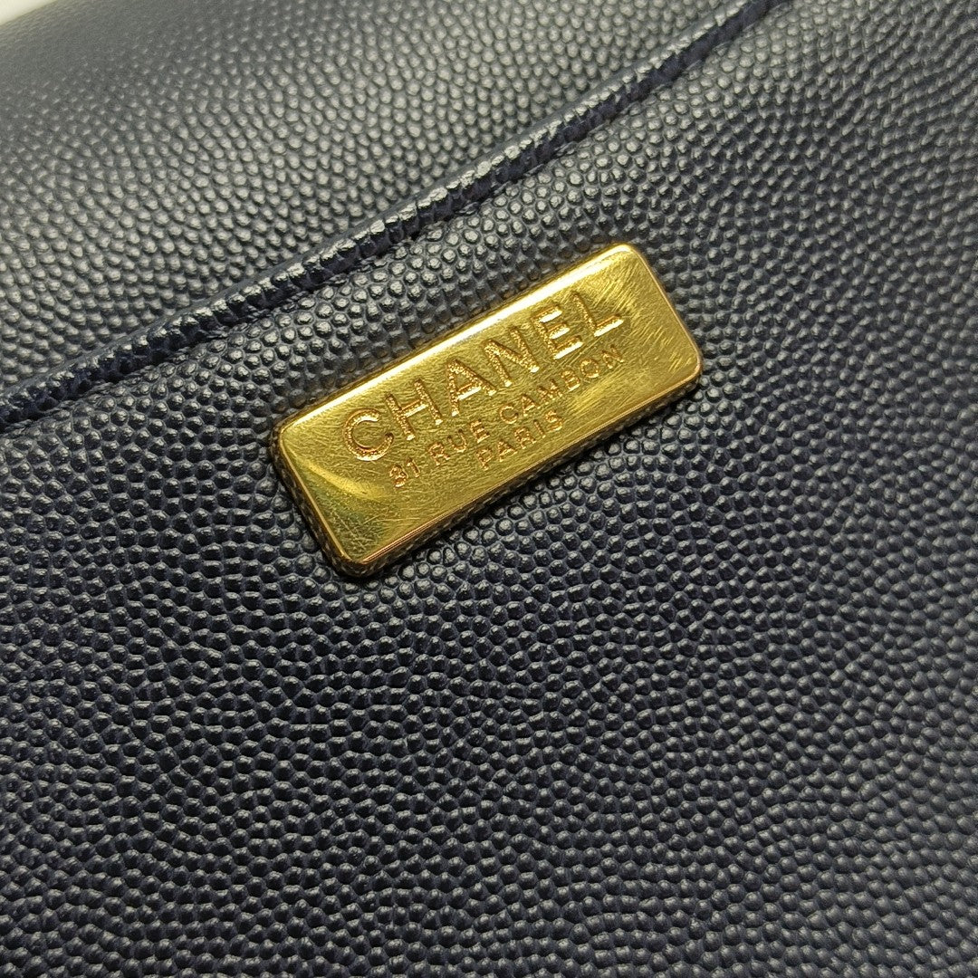 Grained Calfskin Shoulder Bag Blue