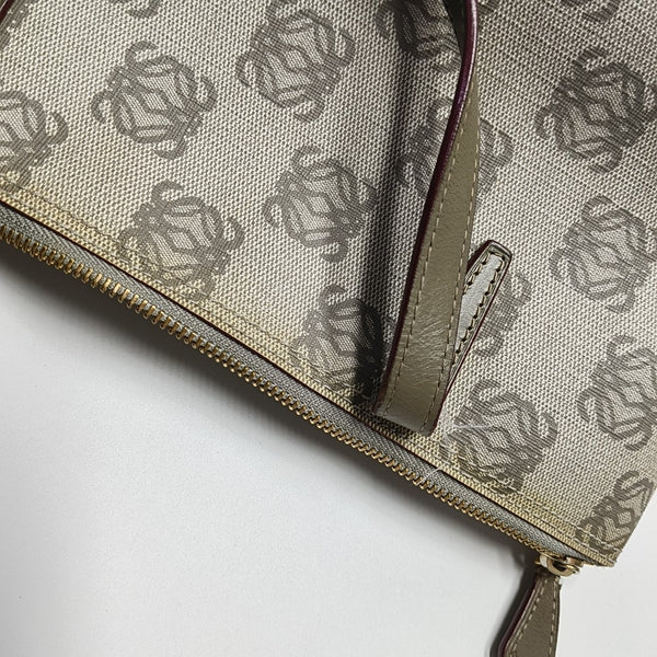 Coated Canvas Top Handle Bag Gray