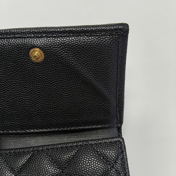 Quilted Grained Calfskin Wallet Black