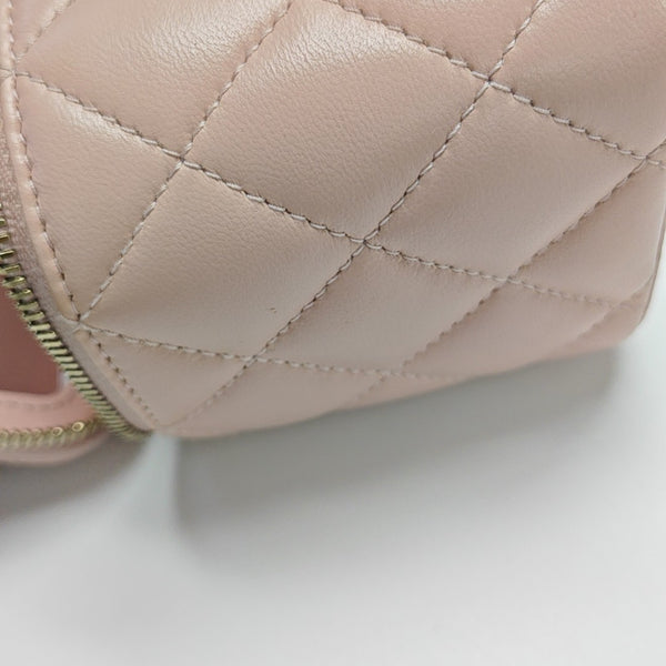 VANITY CASE Small Quilted Lambskin Pink