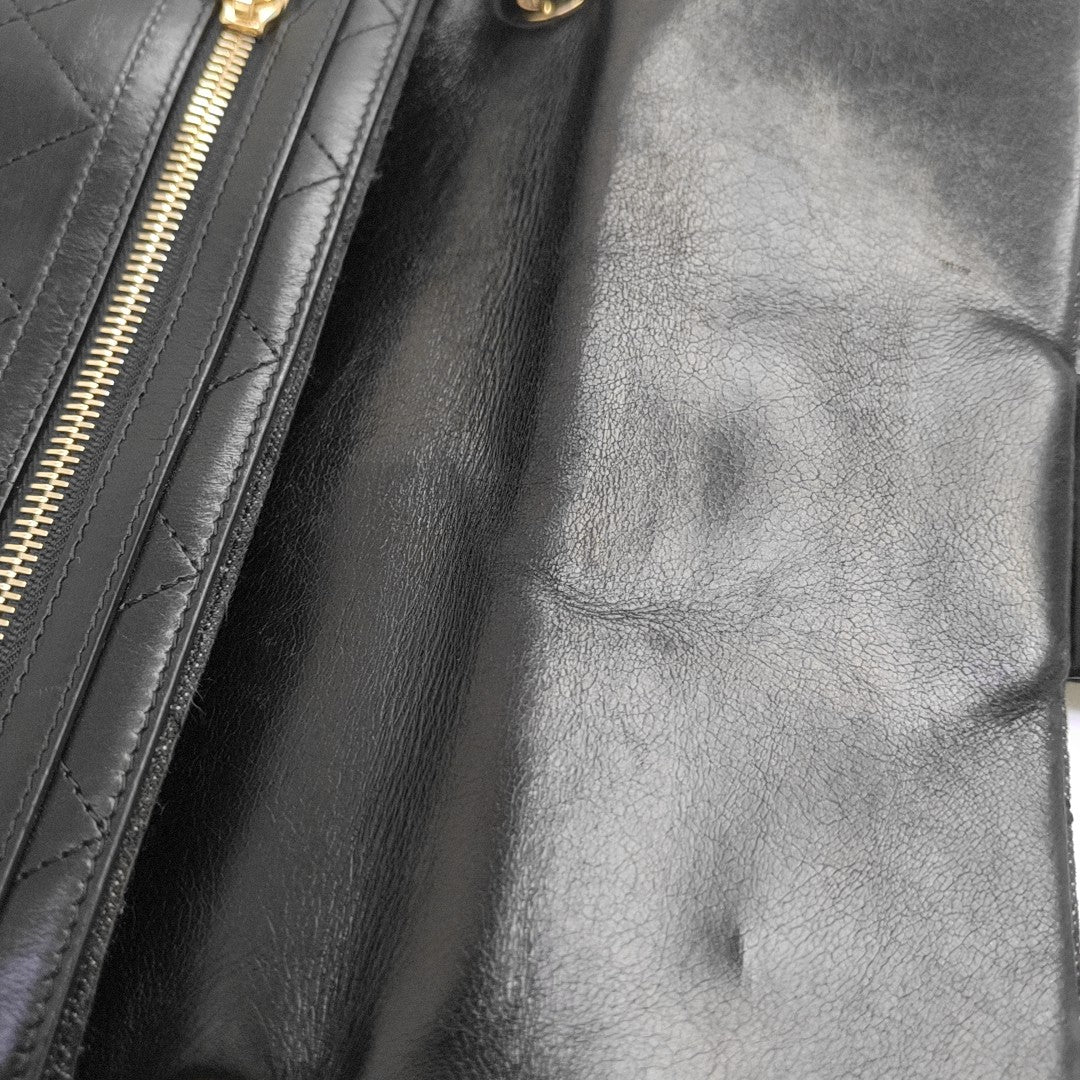 Quilted Canvas Shoulder Bag Black