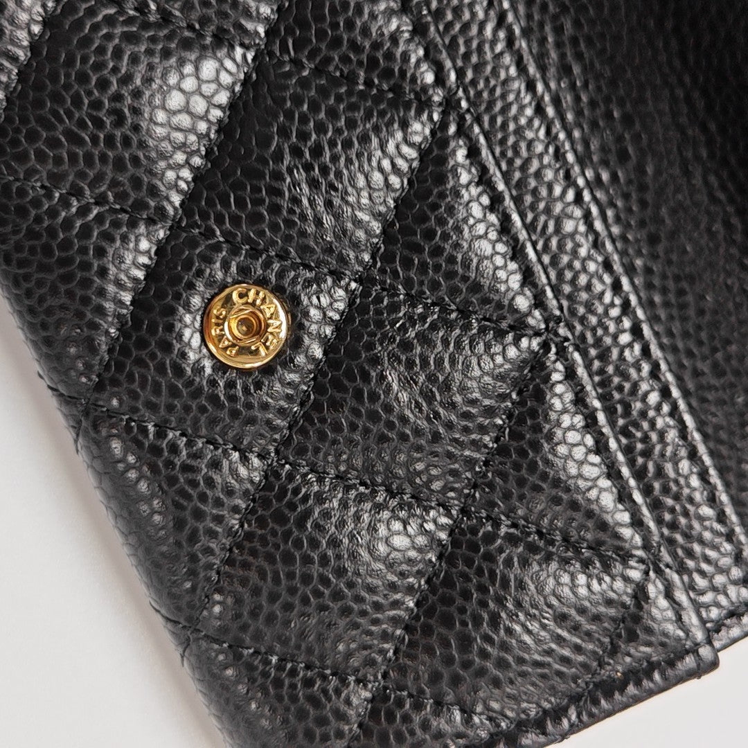 CLASSIC FLAP Quilted Grained Calfskin Black Card Holder