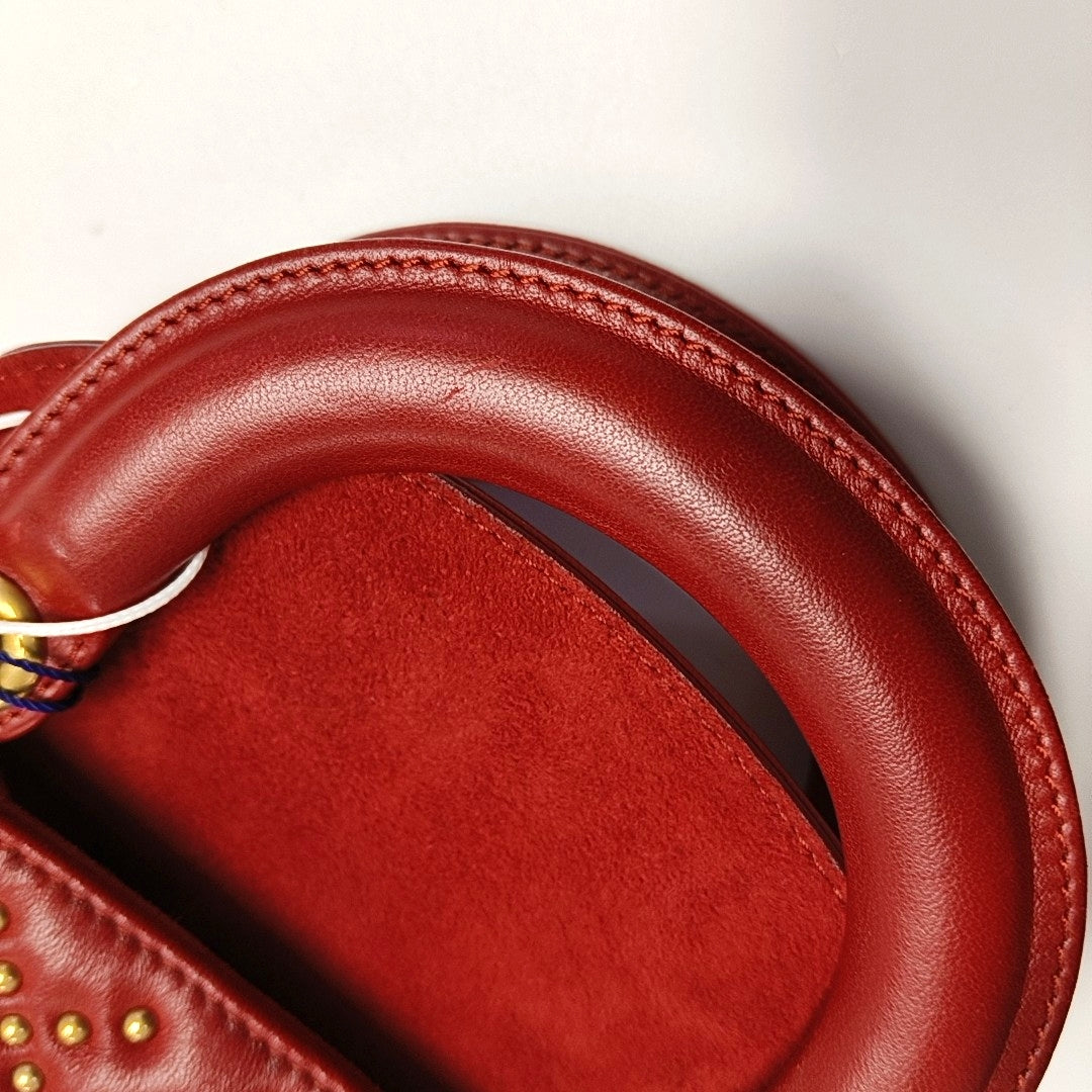 Authenticated pre-owned  Lady Dior Mini Cannage Lambskin Red - Tote Bag at Looply