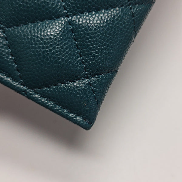 Quilted Grained Calfskin Wallet Green