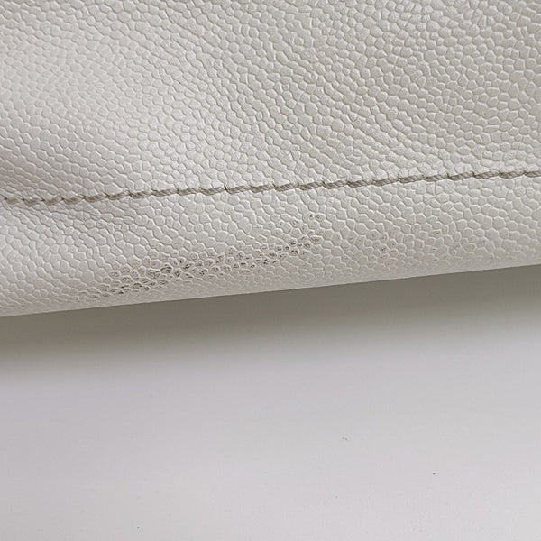 Quilted Grained Calfskin Shoulder Bag White