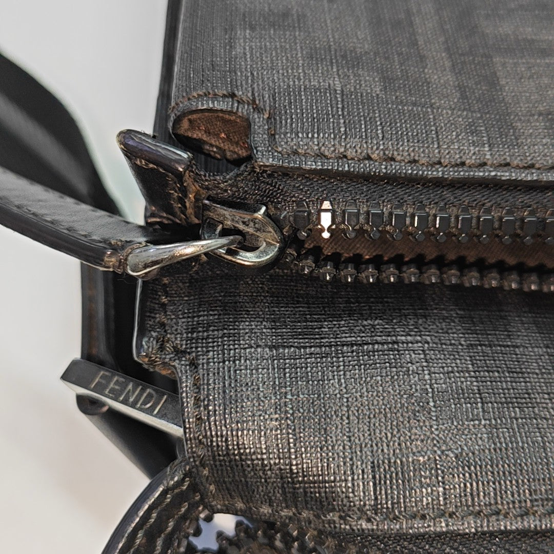 Coated Canvas Shoulder Bag Black