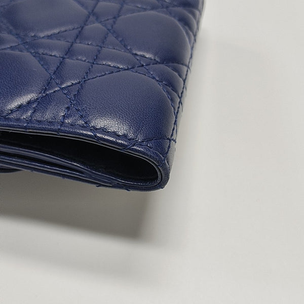 Dioraddict Cannage Calfskin Blue Wallet