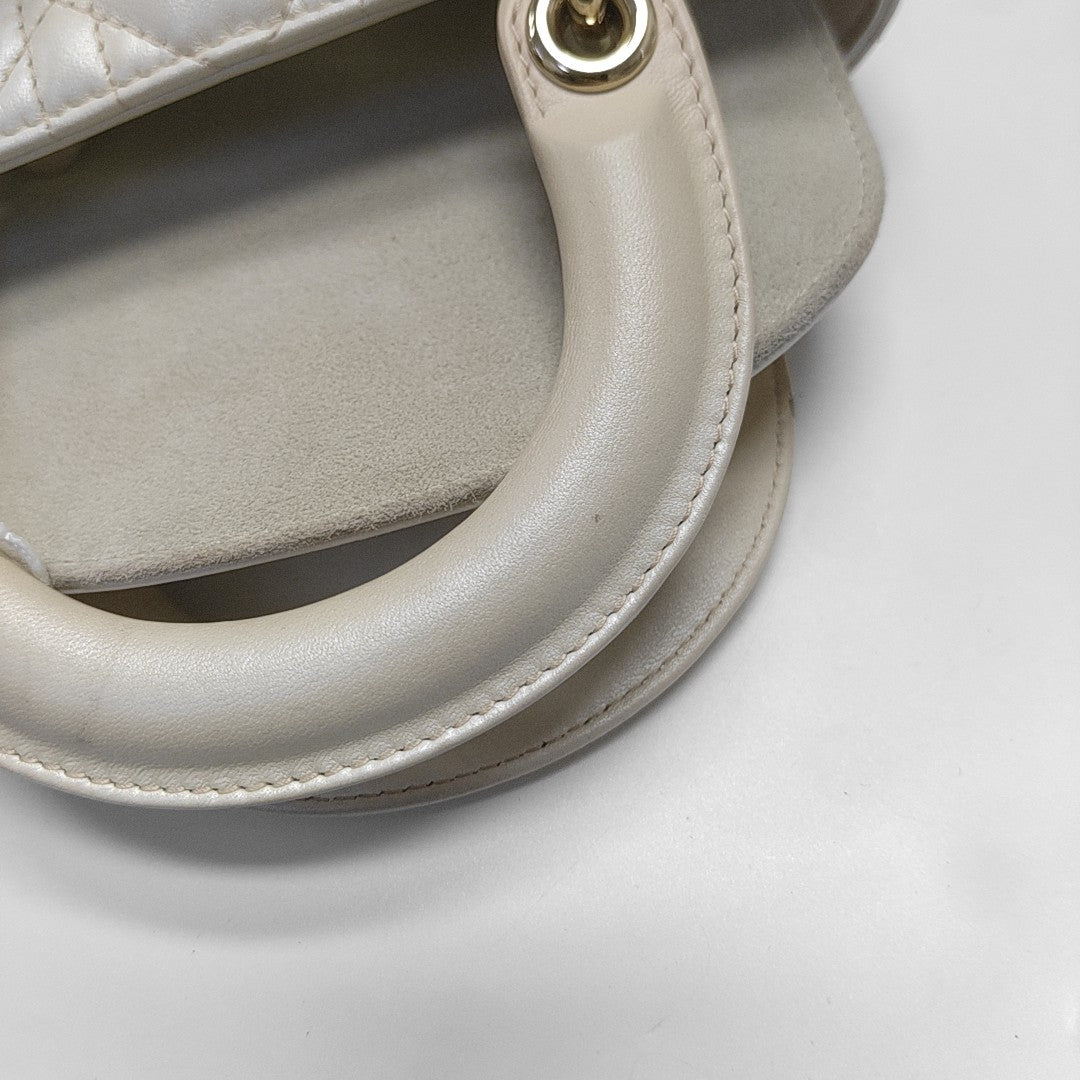 Lady Dior Mini Cannage Lambskin Beige