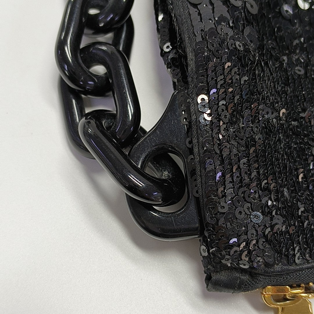 Sequins Top Handle Bag Black