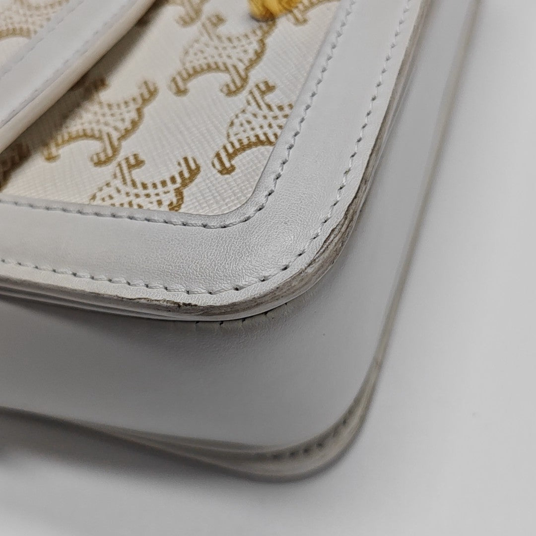 TRIOMPHE Small Coated Canvas White