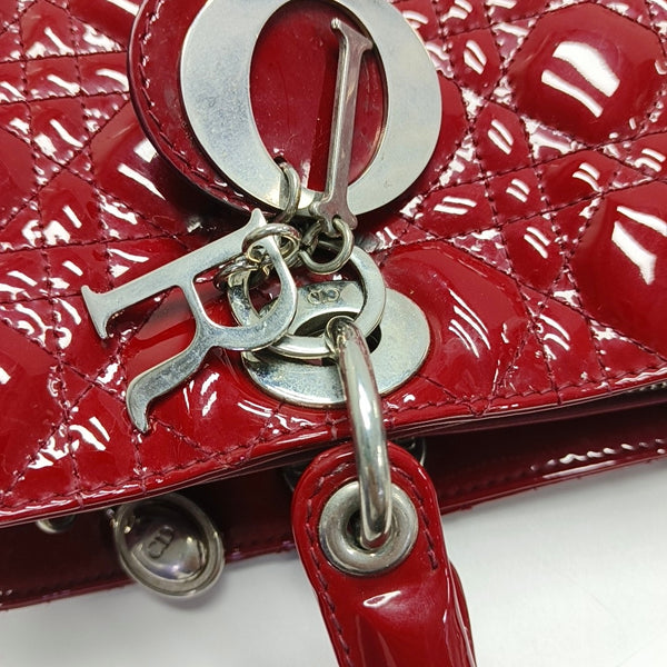 Lady Dior Large Cannage Patent Leather Red