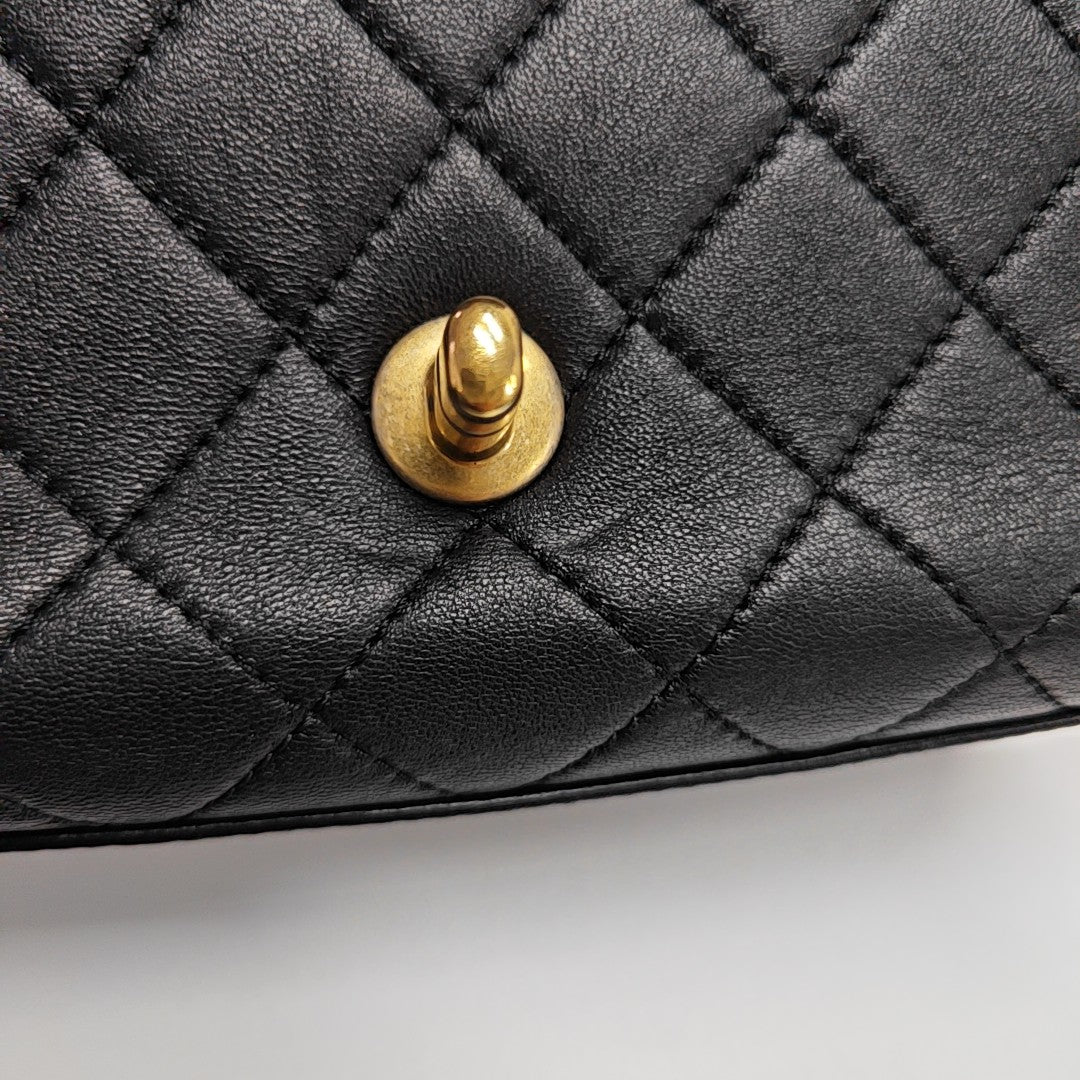 TWO TONE CHAIN HANDLE Small Quilted Lambskin Black