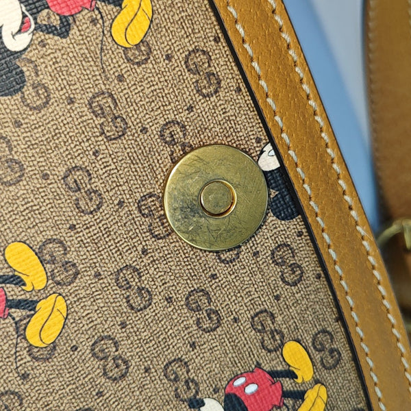 Disney X Gucci Small Monogram Coated Canvas Brown